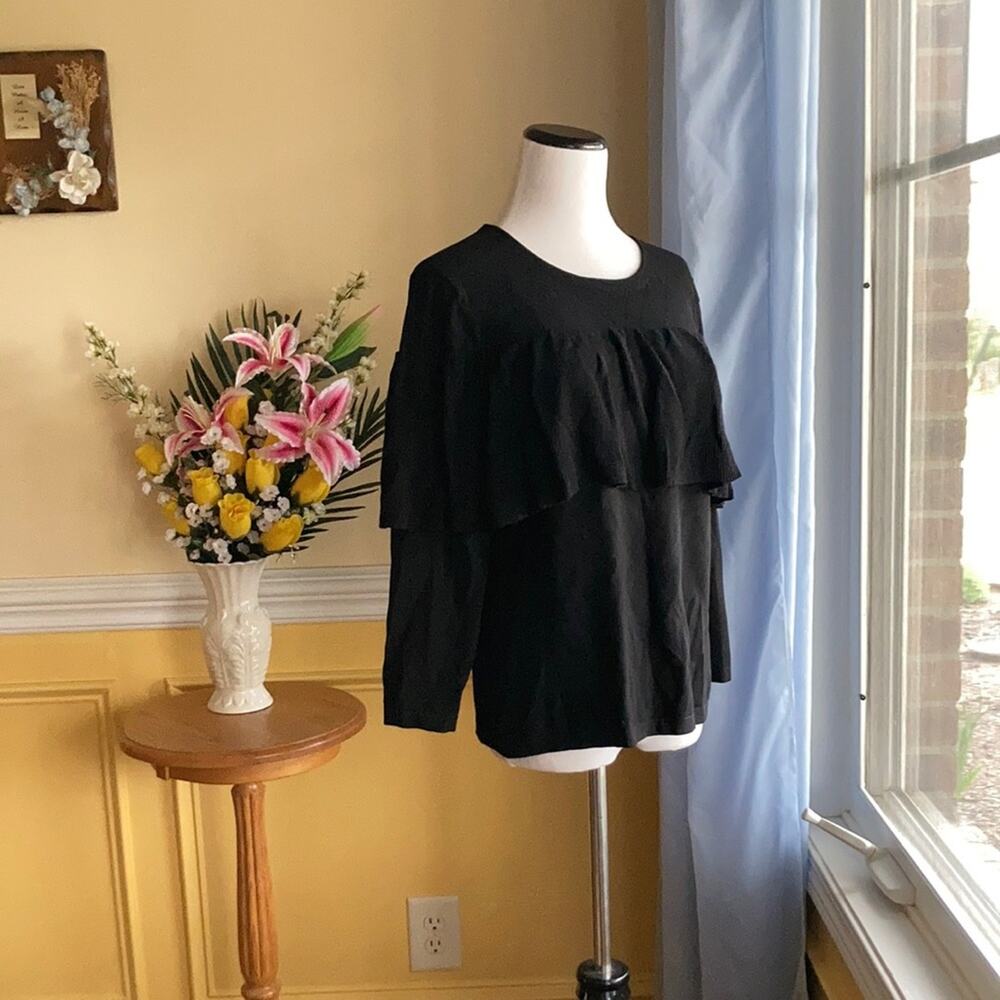 Ann Taylor Black Ruffles Pullover Sweater, Size M